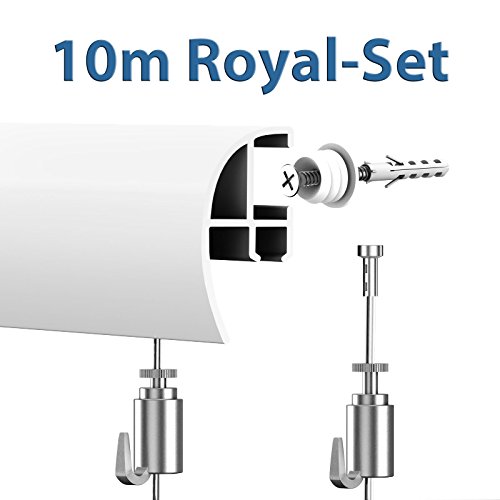 Preisvergleich Produktbild Leha Bilderschienen Galerieschienen Bildeleiste Royal Komplett-Set 10Meter, weiß