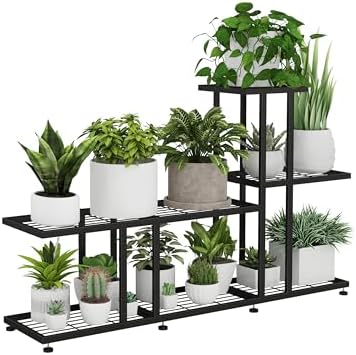 Corner Plant Stand Indoor Outdoor Plant Stands for Patio Black Me...