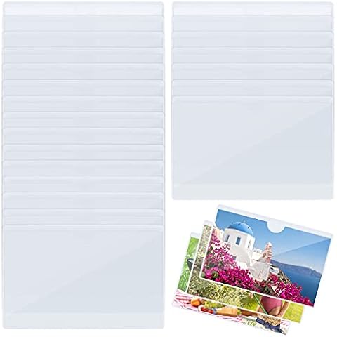 60 Pack Index Card Pockets with Top Open Self-Adhesive Card Holders Label Pockets Label Sleeves Index Card Pockets Sleeves for Organizing and Protecting Business Cards Photo Planner, 2.56 x 3.93in Cover