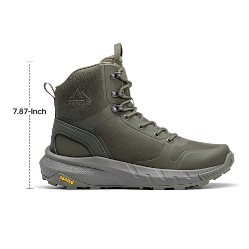 NORTIV 8 Men's Military Tactical Boot Lightweight Comfortable Boots for Work All Day Side Zipper Motorcycle Combat Hiking Boots Metrostrike(8-9 Inches),Size 11,Army Green