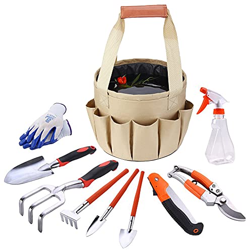 Kit d'outils de jardinage avec sac de rangement étanche gants et scie à bois manuelle