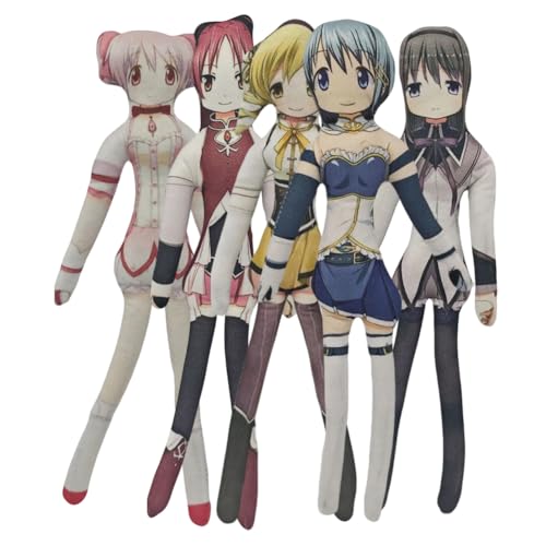 YLEAFUN 5PCS KanameMadoka Plush Figures Akemi Homura Anime Twistable Soft