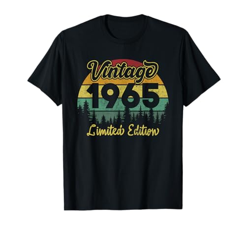Vintage 1965 retro aniversário 60 anos mulheres homens presente t-shirt