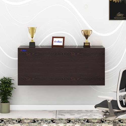 Image of Anikaa EduDesk Wall Mounted Foldable Study Table with Storage Shelves, Floating Wall Desk for Home Office, Laptop & Computer Desk, Engineered Wood, Space-Saving Fold-Down Workstation (DIY Assemble).