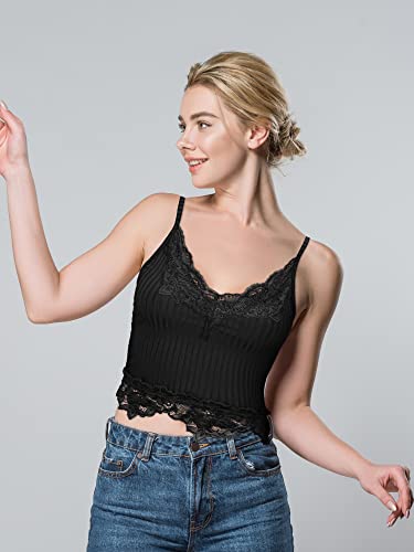 Bencailor 3 Pcs Women's Lace Tank Tops Y2k Camisole Lace Patchwork Crop Tops Grunge Style Ribbed Knitted Clothing2