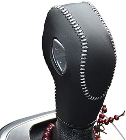 JI Black Genuine Leather Gear Shift Knob Cover for 2012 2013 2014 2015 2016 Ford Focus / 2014 2015 2016 Ford Fiesta / 2013 2014 2015 2016 Ford Fusion S,Ford Fusion SE / 2013 2014 2015 2