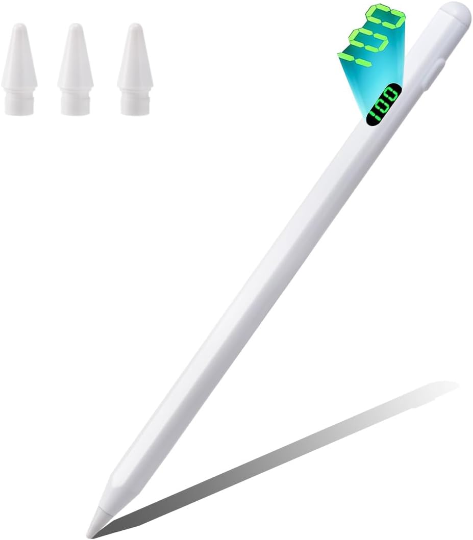 Stylus Pen for iPad,for Apple Pencil Pro 1st/2nd Generation: for 2018-2024 iPad 10/9/8/7/6th, iPad Pro 12.9/11/13-inch M4, i-Pad Air 3/4/5/M2, i-Pad Mini 5/6th,Palm Rejection,Tilt Sensitivity,White