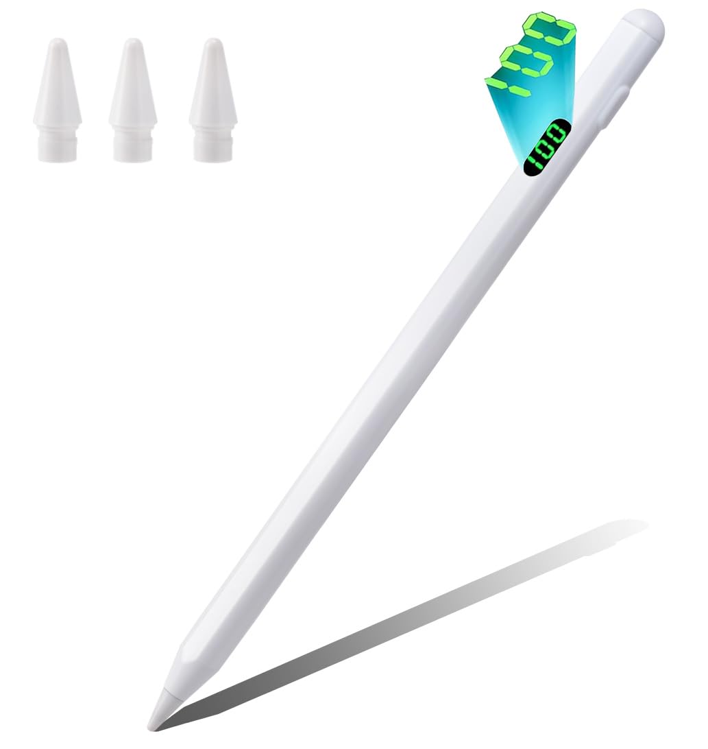 Stylus Pen for iPad,for Apple Pencil Pro 1st/2nd Generation: for 2018-2024 iPad 10/9/8/7/6th, iPad Pro 12.9/11/13-inch M4, i-Pad Air 3/4/5/M2, i-Pad Mini 5/6th,Palm Rejection,Tilt Sensitivity,White