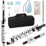 Kmise Closed Hole C Piccolo, Professional Nickel Silver Body with Bronze Finish, Includes Gig Bag, Manual and Cleaning Kit, for Beginners and School Bands (Matte Black)
