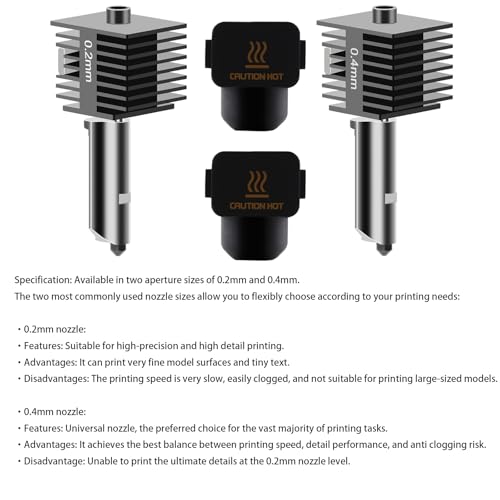 Image of 2PCS A1 Mini /A1 Hotend, A1 Mini /A1 Print Head Kit High-Temperature 0.2mm /0.4mm Hardened Steel Nozzle with Silicone Sock Compatible for Bambu Lab A1 /A1 Mini 3D Printer,