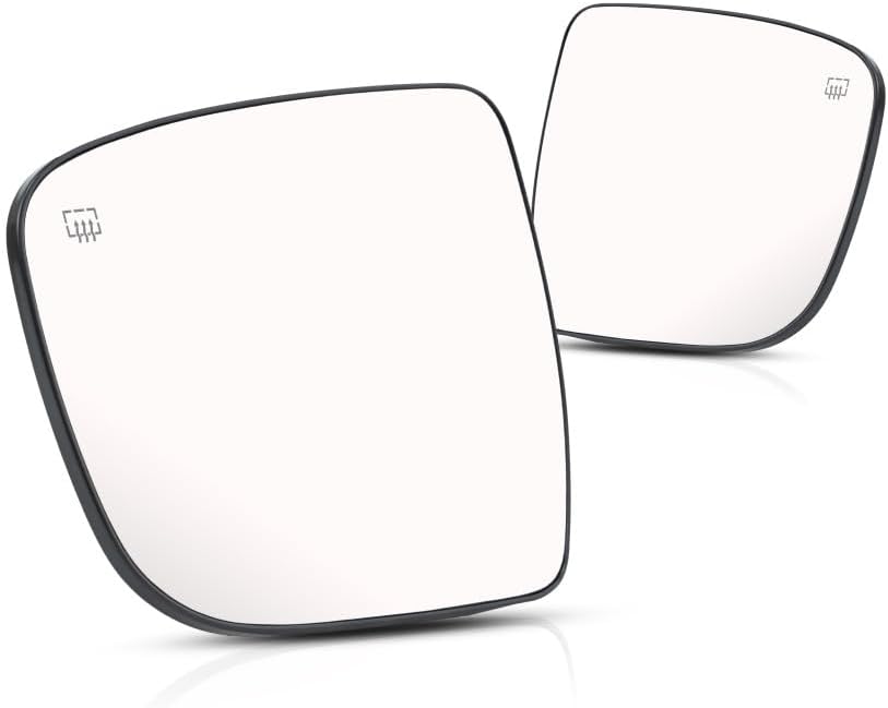 For Nissan Rogue 2014 15 16 17 2018 Mirror Glass Driver and Passenger Side | Pair | Heated | w/Backing Plate | Flat/Convex Glass Type | Replacement For 963664BA1A, 963654BA1A | NI1324120, NI1325120