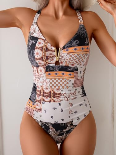 Eomenie One Piece Swimsuit for Women Tummy Control Ruched Bathing Suit V Wire Neck Slimming Swim Suits3