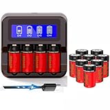 123A Rechargeable Batteries, Yofraro 8-Pack ICR17335 Ni-MH Rechargeable Batteries and Charger for Arlo VMS3130 VMC3030 VMK3200 VMS3330 3430 3530 Cameras, Alarm System, Flashlight