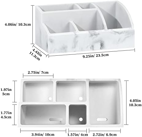 Luxspire Toothbrush Holder, 5 Slots Resin Electric Toothbrush Toothpaste Holder Razor Lotion Stand Caddy, Marble Large Capacity Bathroom Vanity Countertop Accessories Storage Organizer, Gravel White