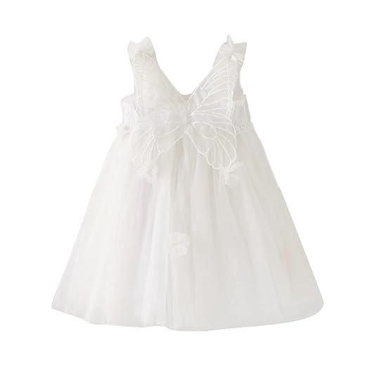 Vestido tule, sem mangas, floral, borboleta, tutu, vestido de festa de aniversário para meninas