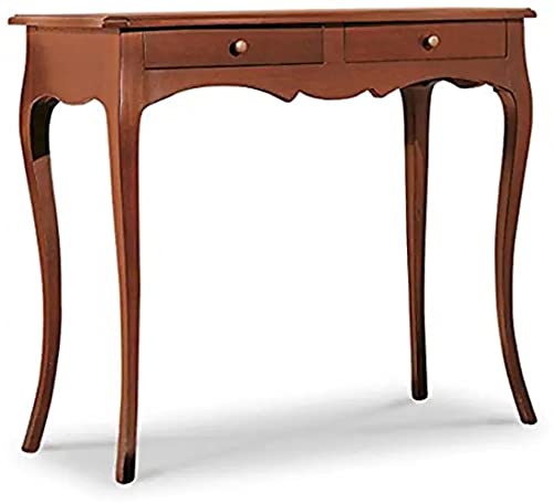 Mar.c.a. Design - Consola con 2 cajones de madera de álamo color nuez, mueble de arte pobre, fabricado en Italia - Medidas 95 x 41 x 80 h Cover
