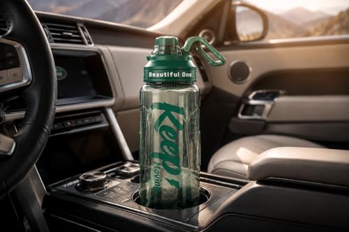 Image of 2 Liter Gym Sports Water Bottle Gallon Gym Bottle, Travel Bottle BPa Free material With Easy To Carry Handel Portable Mouth Motivational Sports Bottle (Transparent Green)