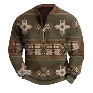 DuDubaby Cowboy Mens Hoodie Vintage Graphic Western Hoodies Casual Long Sleeve 1/4 Zip Pullover Mens Country Jacket