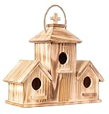 COLEBA Bird Houses for Outside, Outdoor 3 Hole Bird House Room for 3 Bird Families Bluebird Finch Ca