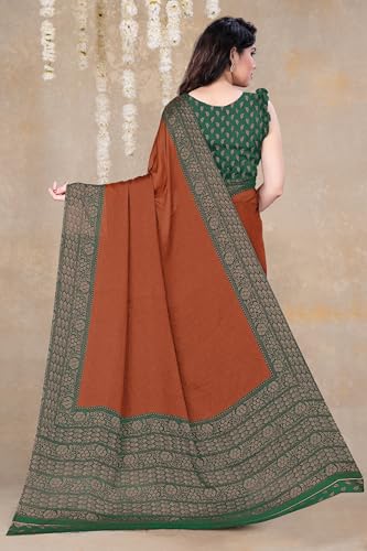 Image of MIRCHI FASHION Saree for Woman Chiffon Georgette Solid with Contrast Border | Lightweight Daily Wear Women's Sari and Printed Blouse Piece