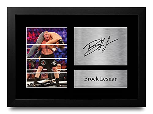 Cadeau de lutte Brock Lesnar photo A4 signée et encadrée pour Noël