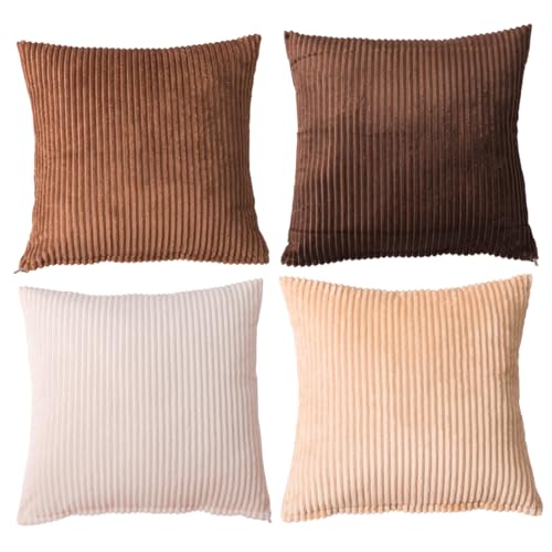 Coussin de lit et canapé boho avec ces 4 housses en velours côtelé rayé - 2