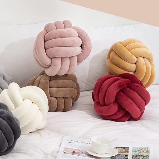 Miniatura 4 de LOHEVANG Almohadas pequeñas decorativas suaves para el hogar, almohada redonda hecha a mano anudada para sofá, dormitorio y accesorios de