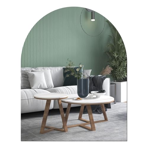 QEEYON Miroir Mural en Verre sans Cadre à Coller 40 x 30 cm Arch Miroir Autocollant pour Décoration Murale, Placard, Salle de Bain, Salon, Chambre