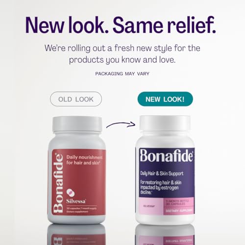 Image of Bonafide Silvessa Hair & Skin Support Capsules - Hormone-Free, Drug-Free Daily Nourishment for Hair & Skin During Menopause - 90 Day Supply (90 Capsules)