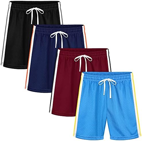 Resinta 4 Pack Toddler Boy Mesh Active Shorts Quick Dry Athletic Performance Basketball Shorts