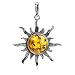 Honey Amber Sterling Silver Sun Medium Pendant
