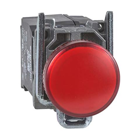 Schneider Electric Harmony XB4 - Pilot-Kontrollleuchte, Metall, einfarbige Linse, integrierte LED, industrielle Steuerung, 230-240 V AC, XB4BVM4, rot Cover