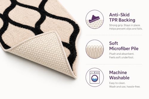 Image of Anti Skid Bedside Runner Carpet | Mat for Bedroom, Living Room, Floor and Home Decor (Cream, 2x9)