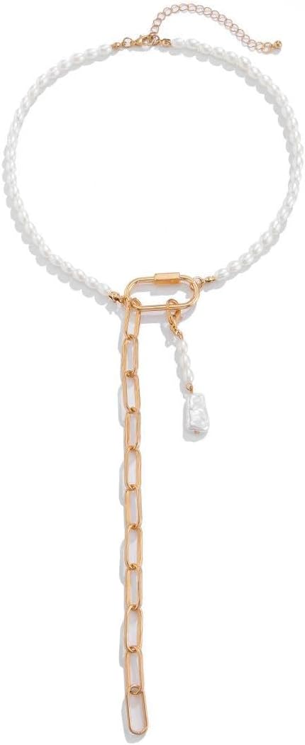 Vintage Long Lariat Pearl Necklace for Women,Simple Bohemian Paper Clip Y Statement Pendant Necklace,Trendy Party Banquet Jewelry Accessories Gift - Image 7
