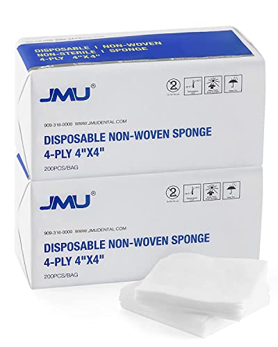 Image of JMU 400 4x4 Gauze Pads, Non Woven Gauze Sponges 4-Ply Esthetic Wipes | Highly Absorbent Guaze Pads for Dental