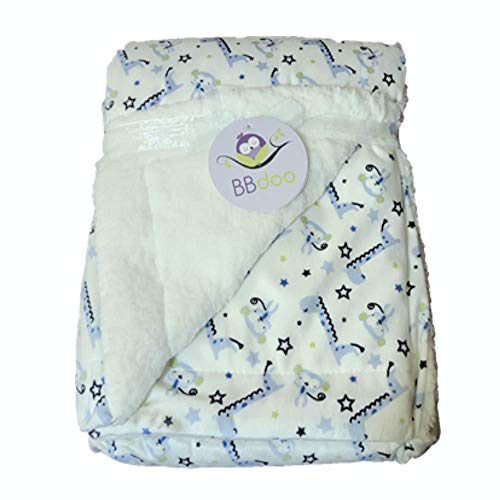 Baby Blanket, Ultra Soft, Fleece and Fabric Reversible Blanket for Nursery, Stroller, Crib, Receiving Blanket for Newborns, Infants, Toddlers, Size 30 X 40 Inch (Baby Boy Blanket with Giraffe Pattern)
