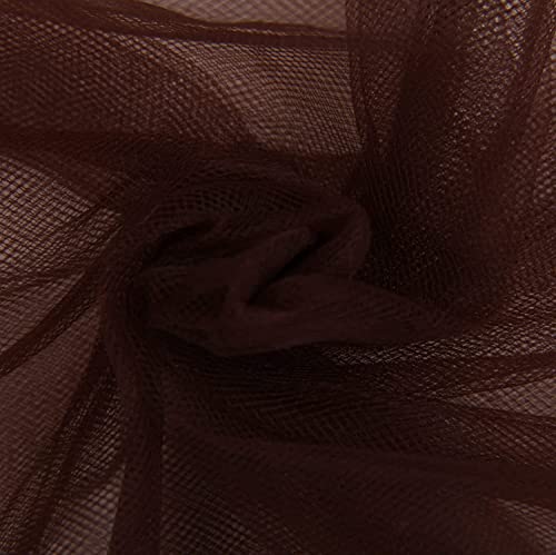 Image of Multi Purpose Solid Nylon Soft Net Combination Fabric - for Wedding, Parties, Costumes, and Decoration (16.4 x 4 Feet, Brown)
