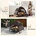 PawHut Hundeliege Outdoor mit Dach, Erhöhtes Hundebett für Große Hunde, Kühlendes Haustierliege mit Waschbares Mesh Stahlrahmen Tragtasche, Haustierbett für Draußen Camping 91x76x90cm, Kaffee