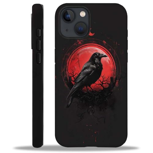 Coque durable iPhone 14 drôle imprimé mat silicone souple lune rouge - 2