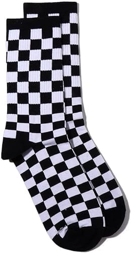 1Pair Fashion Harajuku Trends Checkerboard Socks Geometric Checkered Socks Hip Hop Cotton Unisex Print Skateboard Soks Easy to Wear, Novelty and More, Girls' Clothing