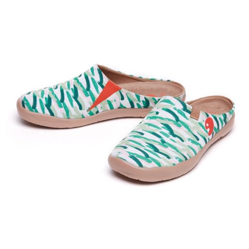 Image of UIN Slipper Woman Travel Art Painted Shoes Wide Toe Casual Home Slip On Mules Malaga