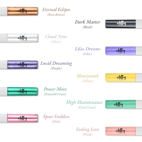 Image of Elitty 10 /10 Pop Colour Waterproof Liquid Eyeliner Combo (Pack of 10) | Matte Shades (Purple, Peach, Cyan Green, Yellow, Black) & Metallic Shades (Purple, Green, Pink, Silver, Rust) | Lasts Upto 12 Hrs | 4 ML Each