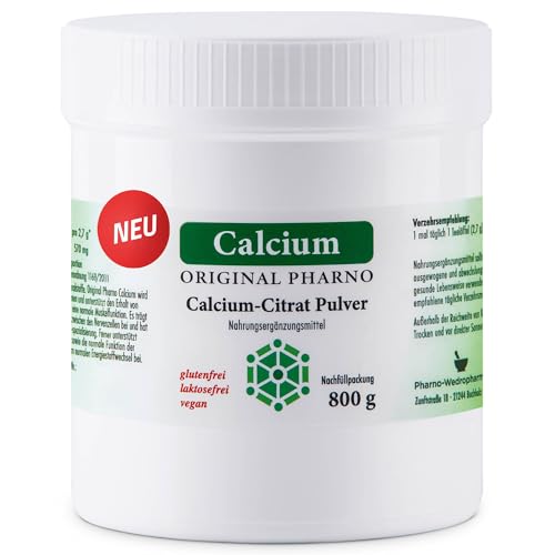 Calcium-Citrat Pulver - Original Pharno - 800 g - Pures Calciumcitrat ohne Zusätze - Apothekenqualität