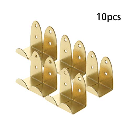 Image of MroMax Picture Photo Frame with Hook Metal Brace Bracket Hanger Gold Tone 34 x 31 x 54mm /1.34 x 1.22 x 2.13-inch (L x W x H) Medium 10pcs