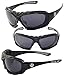 Choppers Mens Motorcycle Padded Goggles Sunglasses CH4873 - Several Colors Available! (Black - Grey)