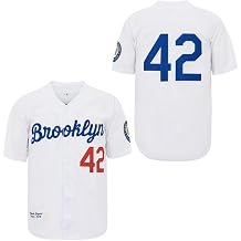 ZXCVB Mens Black Legend 42 Retro Baseball Jersey Embroidered Patches Sewn Hipster Hip Hop Jersey