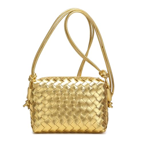Image of Woven Crossbody Bags for Women Handmade Woven Purse Shoulder Bag Small Handbag PU Leather Purses Bag