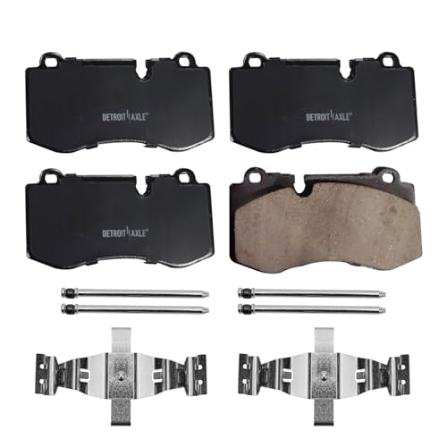 Image of Detroit Axle - 4pc Front Brake Pads for Mercedes-Benz 2007-2013 S550 S600 2007-2014 CL550 CL600 2012-2013 S350 2010-2013 S400 2009-2012 SL550, Ceramic Brake Pads with Hardware Replacement