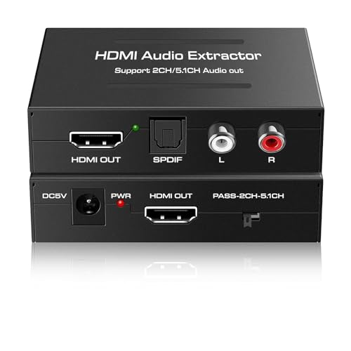 Image of Etzin 4K@30HZ HDMI Audio Extractor Splitter,HDMI to HDMI Audio Converter+Optical Toslink SPDIF+RCA L /R Stereo Analog Audio, Compatible with Gaming Console and Tv Box and More-EPL-562H.