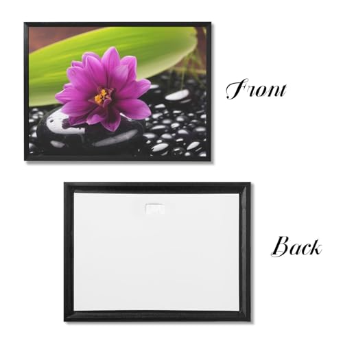 Tableau fleur violette et pierre noire : déco murale moderne encadrée - 3